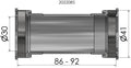 Elvedes bracketset press fit bot.bracket press fit 41mm bb86-92 shim.