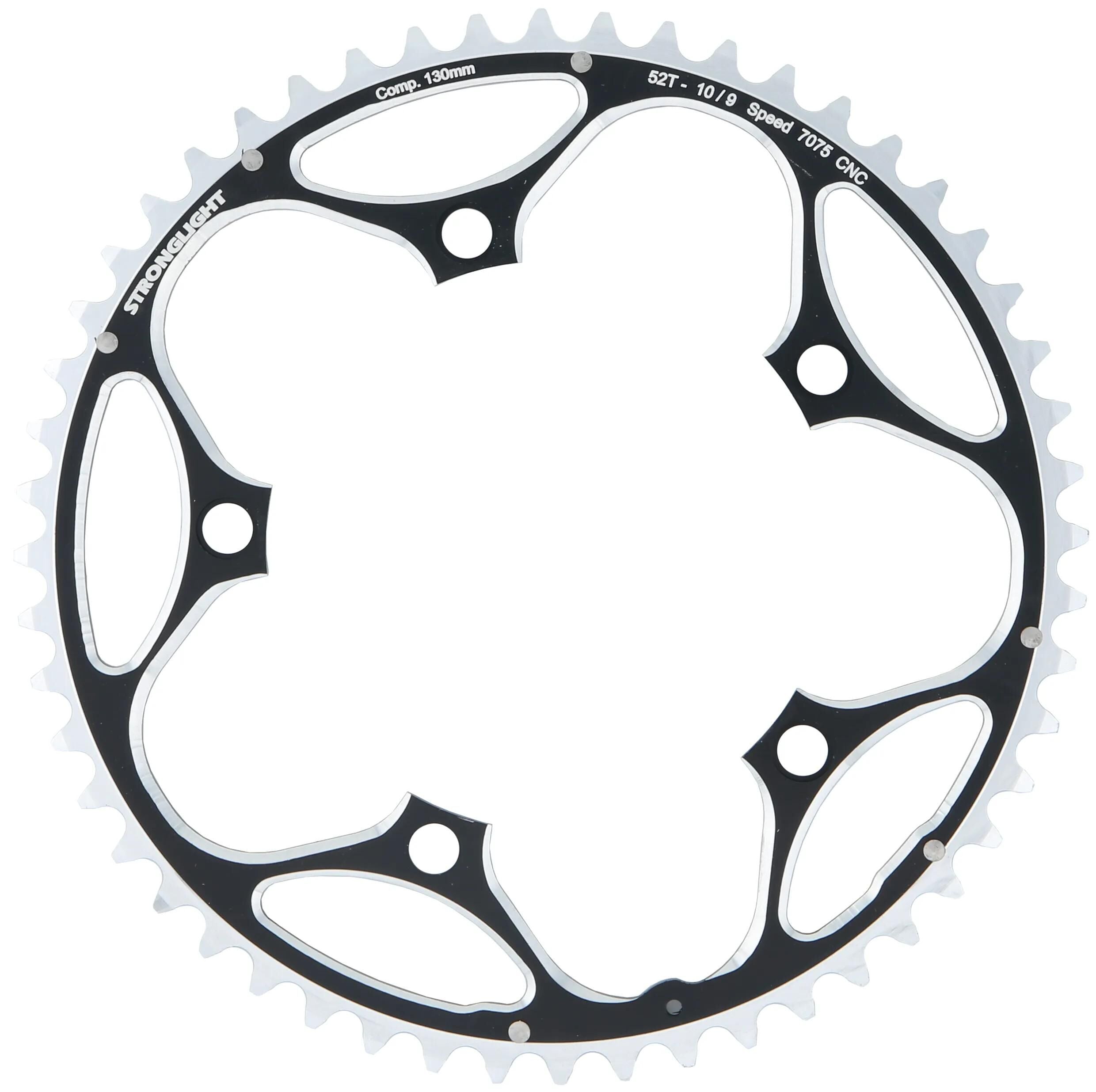 Stronglight kettenblatt type s 7075 t6 chainring 7075t6 black 130 mm lochkr. 52z.