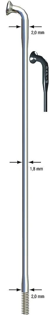Sapim spaak 14-254l race rvs zwart zonder nippel (100st)