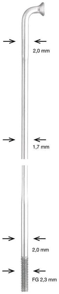 Alpina speiche spoke sst db 2x1,7x2mm 266mm sil.