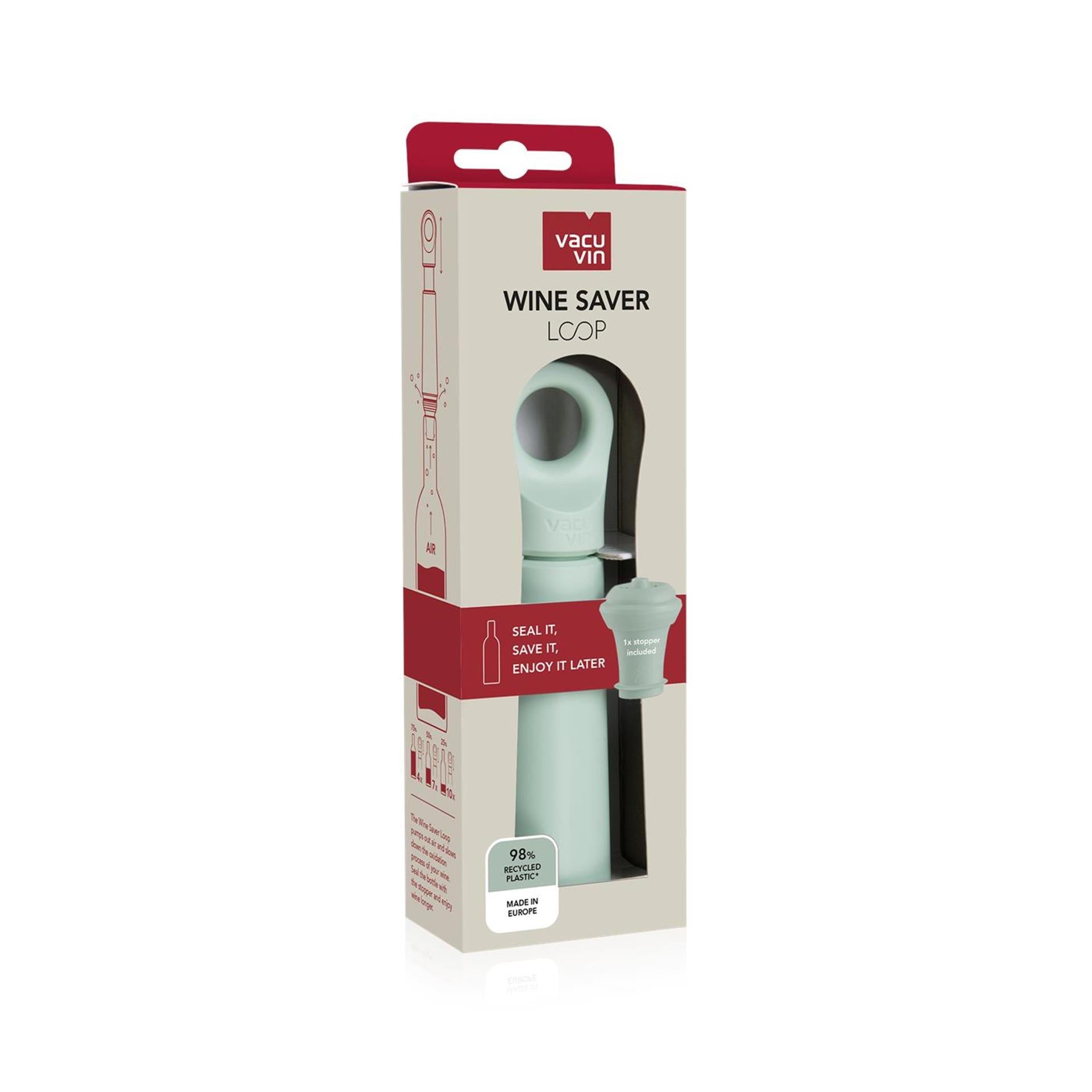 Vacuvin vacu vin wine saver loop + stopper jade