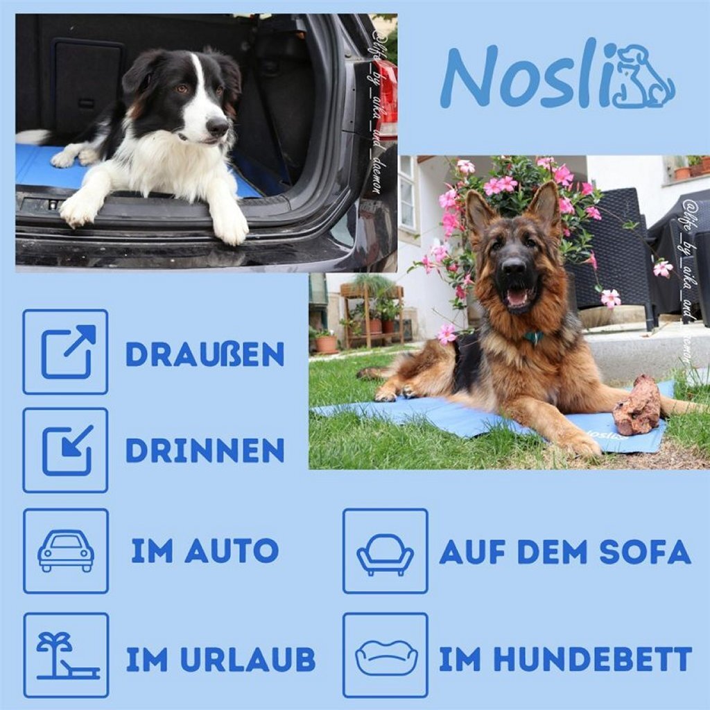 Nosli zelfkoelende koelmat voor honden en katten 76x103 cm zeeblauw