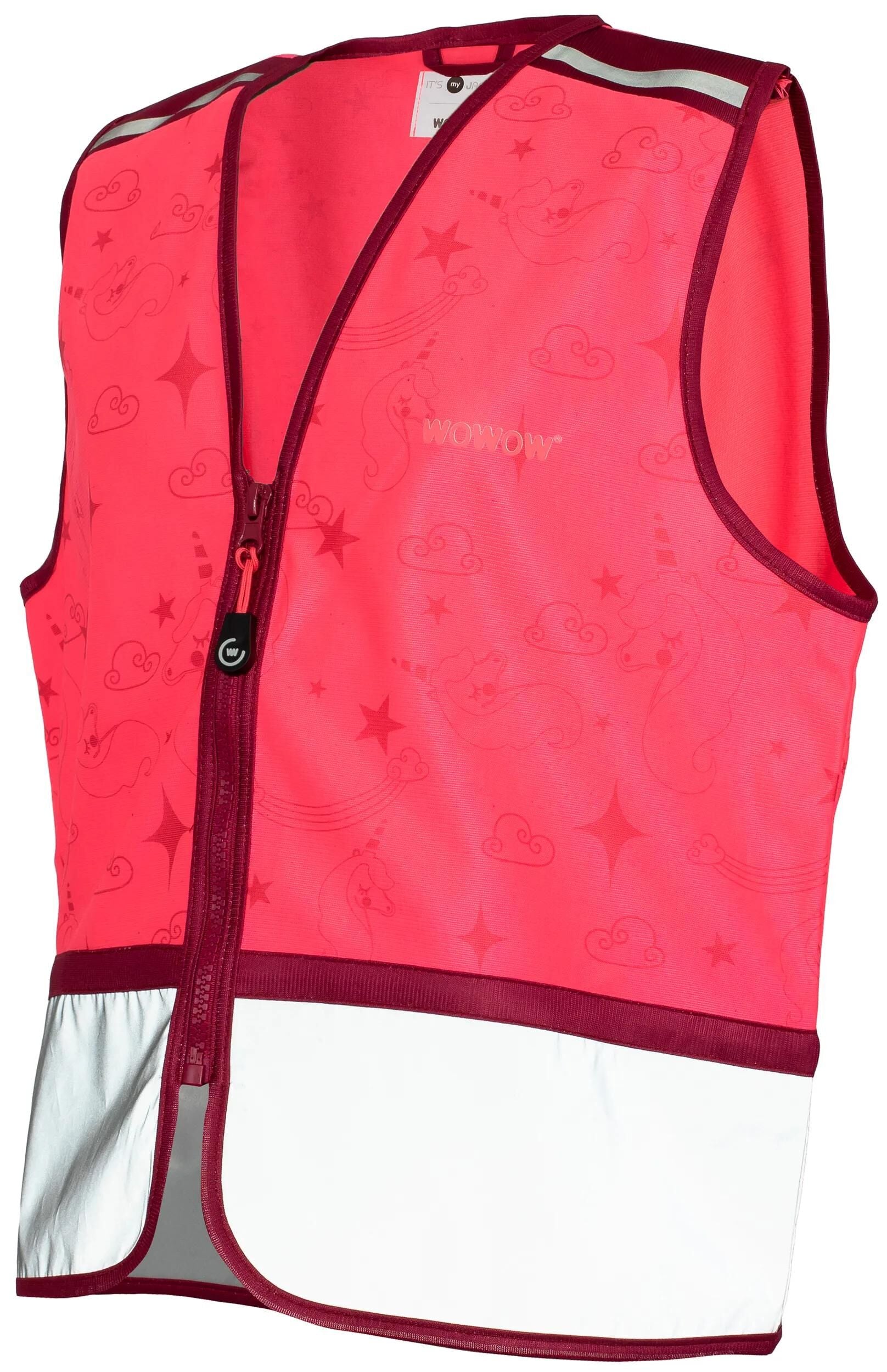 WOWOW Kinder-Sicherheitsweste, Reißverschlussjacke, pink, reflektierend, Größe M
