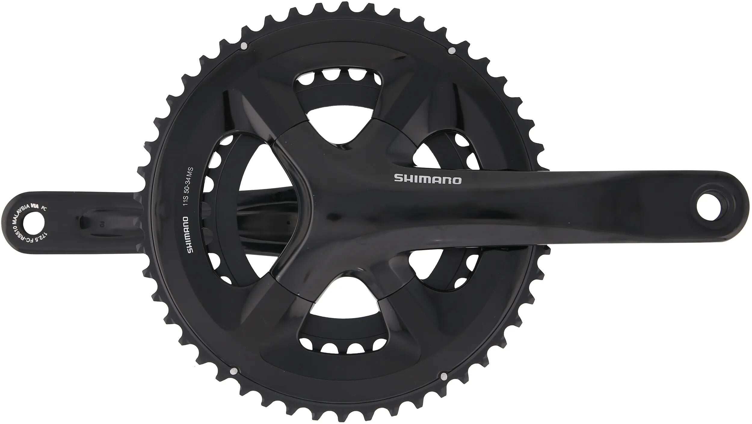 Shimano - Crankstel 2 x 11 speed Road FC-RS510 - 1725 50-34T met holle as - zwart