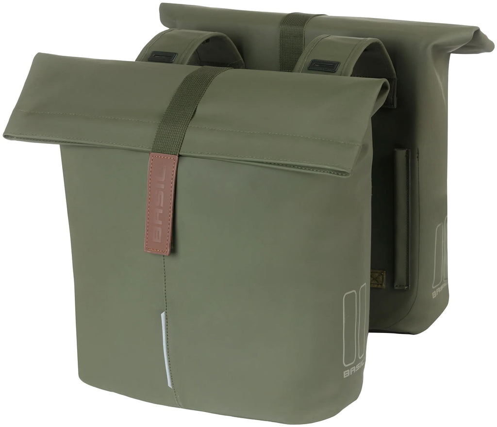 Basil City Doppel-Fahrradtasche 28–32 Liter, 12 x 29 x 30 cm, Moosgrün