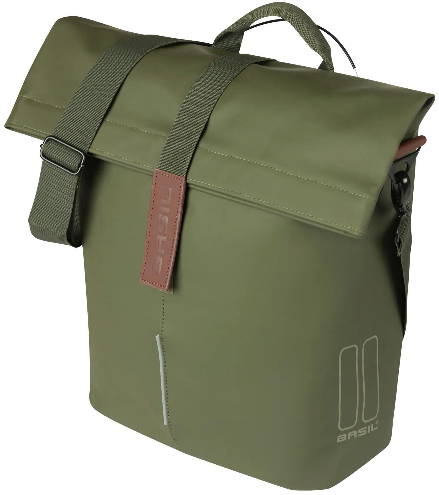 Fahrradtasche Basil City MIK Studs, 14–16 Liter, 11 x 29 x 36 cm, Moosgrün