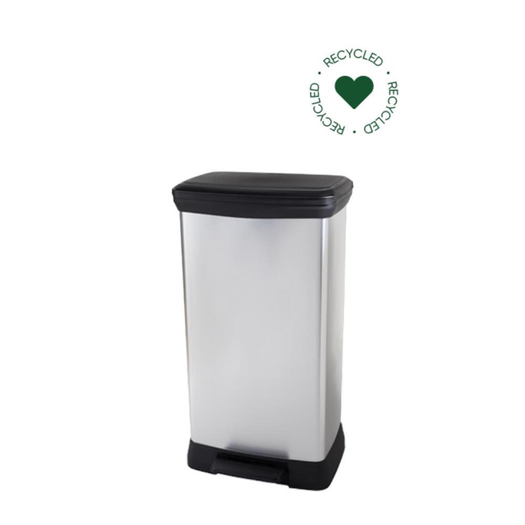 Curver decobin duo prullenbak - 23l+23l - rechthoekig - metallic