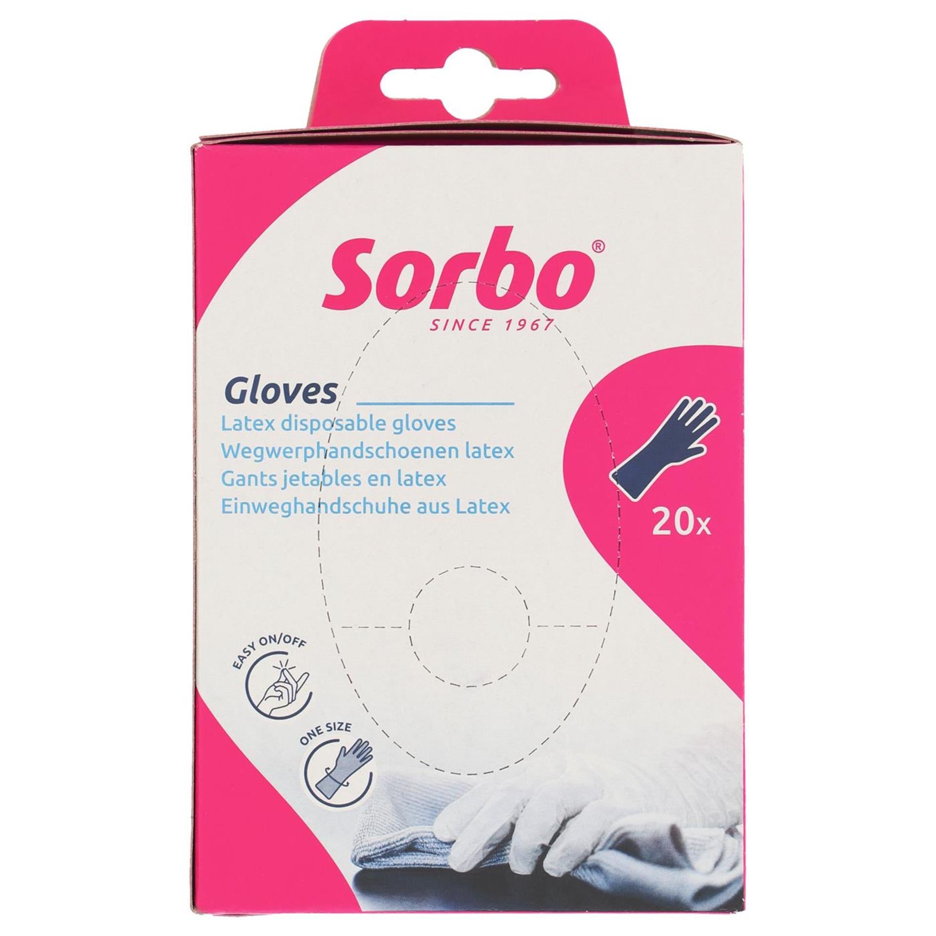 Sorbo wegwerphandschoenen latex 20 stuks
