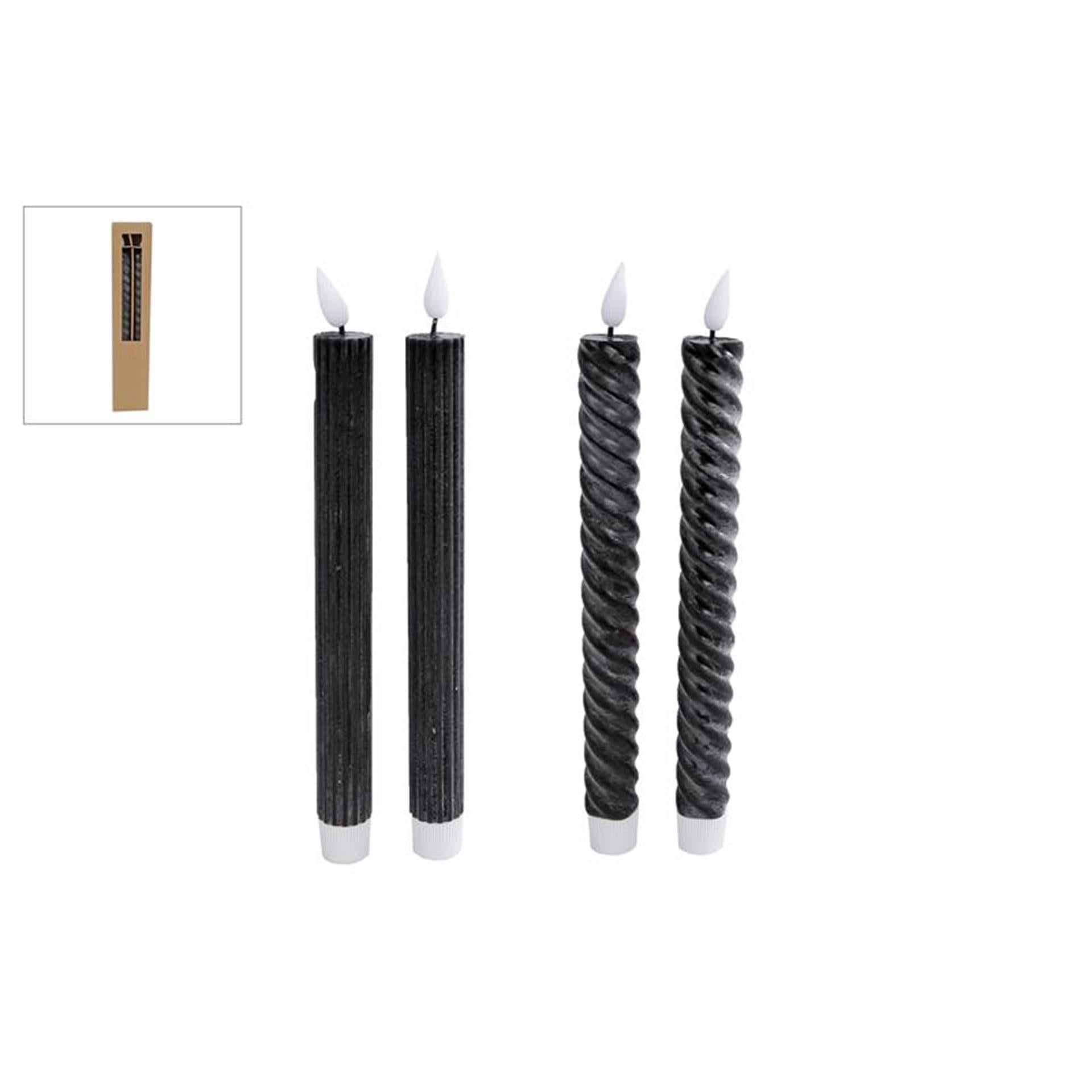 Cosydecor kaars led zwart 25cm set a 2 stuks