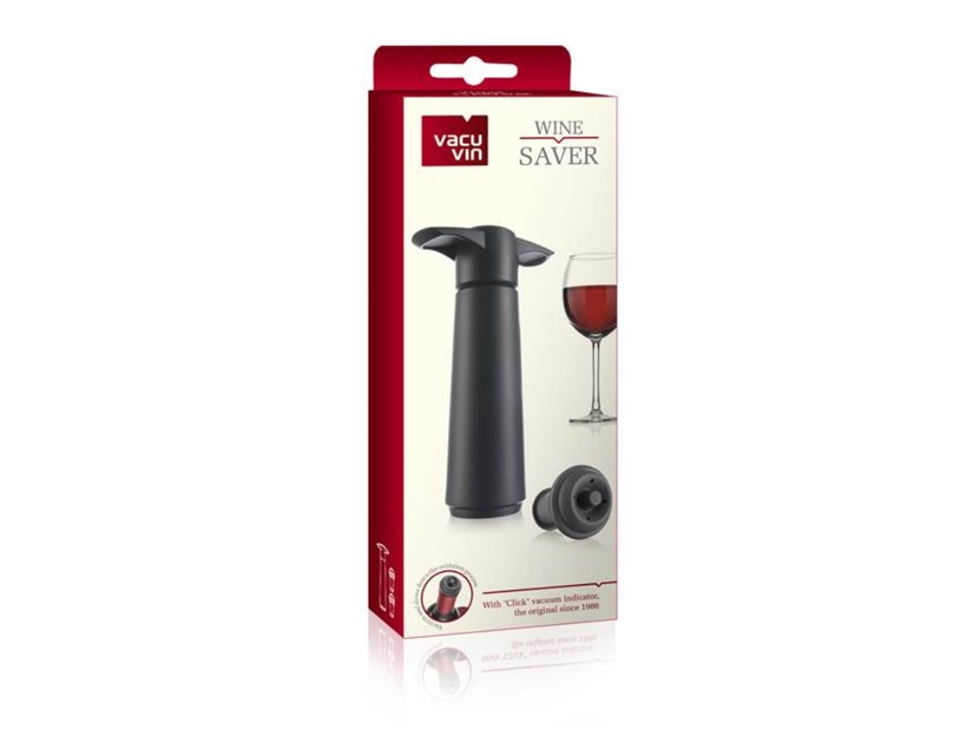 Vacu vin wine saver zwart met 2 doppen