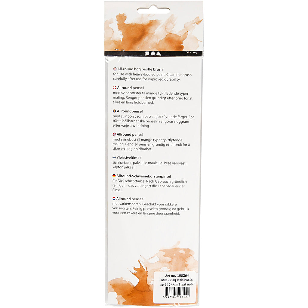 Creativ Company Nature-Linienpinsel, Größe 00+1+2+4, Länge: 18,5–19 cm, Breite: 5–7 mm, flach, 4 Stück pro Packung