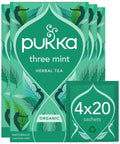 Pukka tea three mint - 80 theezakjes - biologische kruidenthee - 4 x 20 zakjes - thee voordeelverpakking