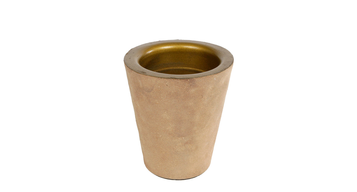Theelichthouder tiffany conisch goud cream metaal 8x8x9cm