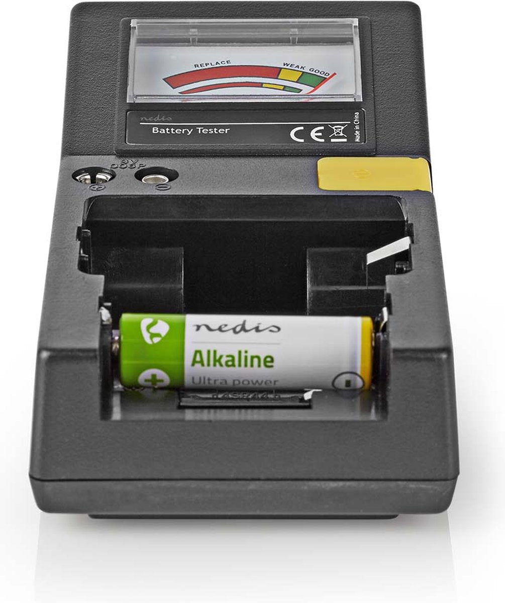 Nedis batterijtester - 9v - aa - aaa - button cell - c - d - zwart