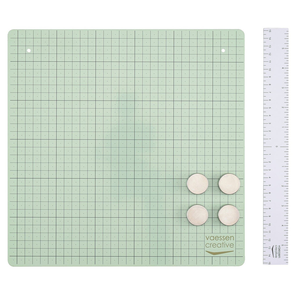 Vaessen creative magnetische werkmat - mint - metalen knutselmat - 30,5 x 30,5 cm - incl. 4 magneten