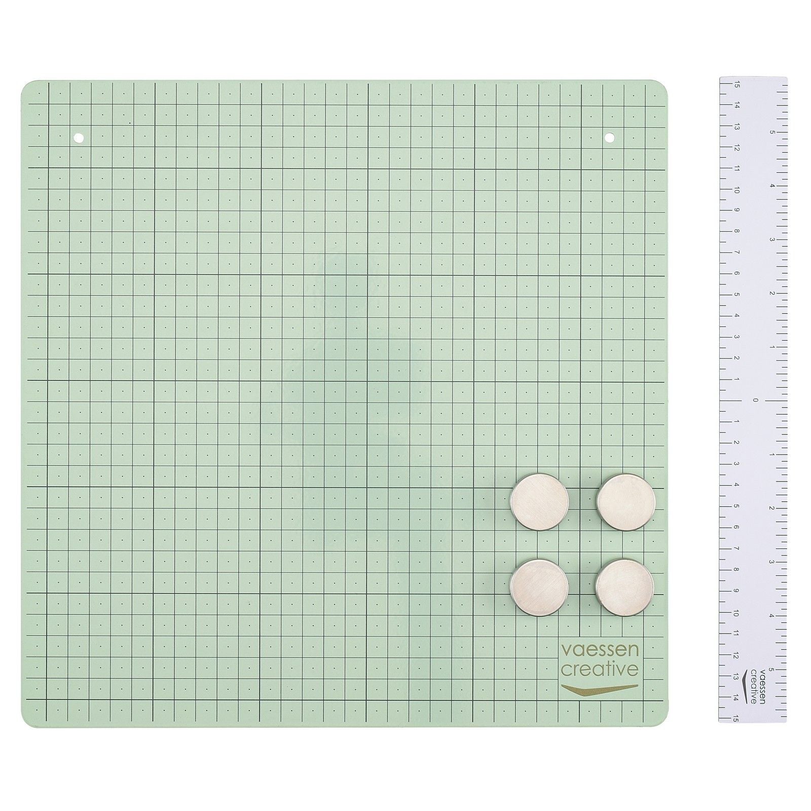 Vaessen creative magnetische werkmat - mint - metalen knutselmat - 30,5 x 30,5 cm - incl. 4 magneten