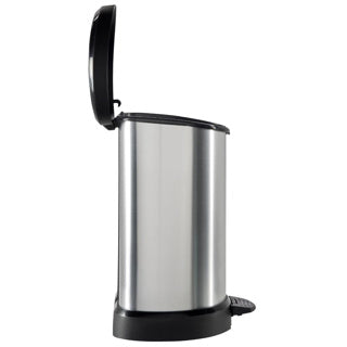 Curver decobin rond pedaalemmer 15liter zilver zwart 31x28xh45