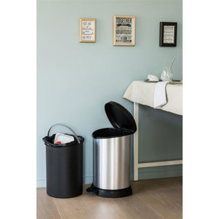 Curver decobin rond pedaalemmer 15liter zilver zwart 31x28xh45