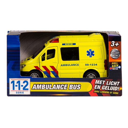112 pull-back ambulance bus 1:34 + licht en geluid