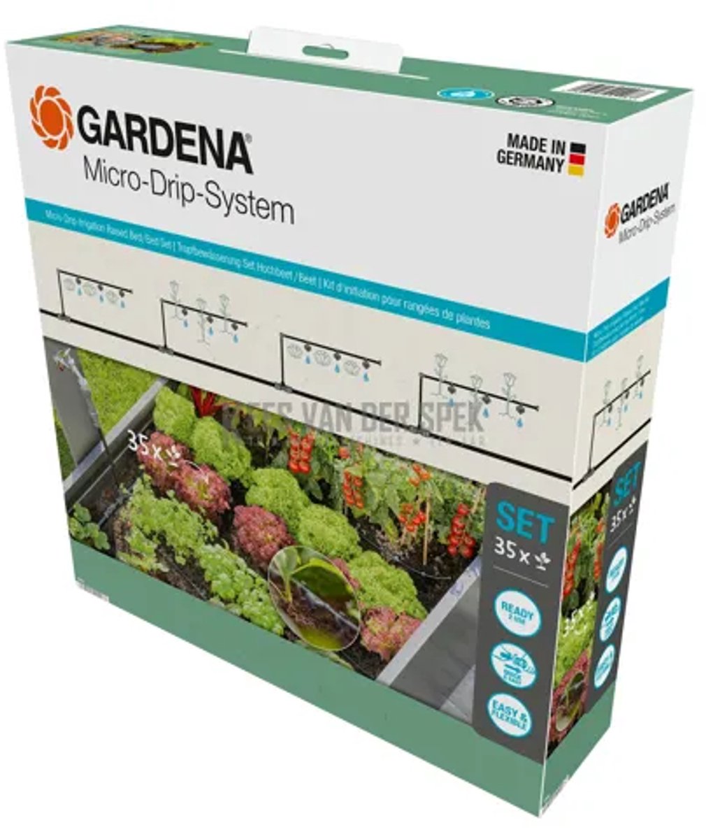 Gardena startset voor verhoogde bloembedden en moestuinen (35 planten) druppelaar (zwart grijs)