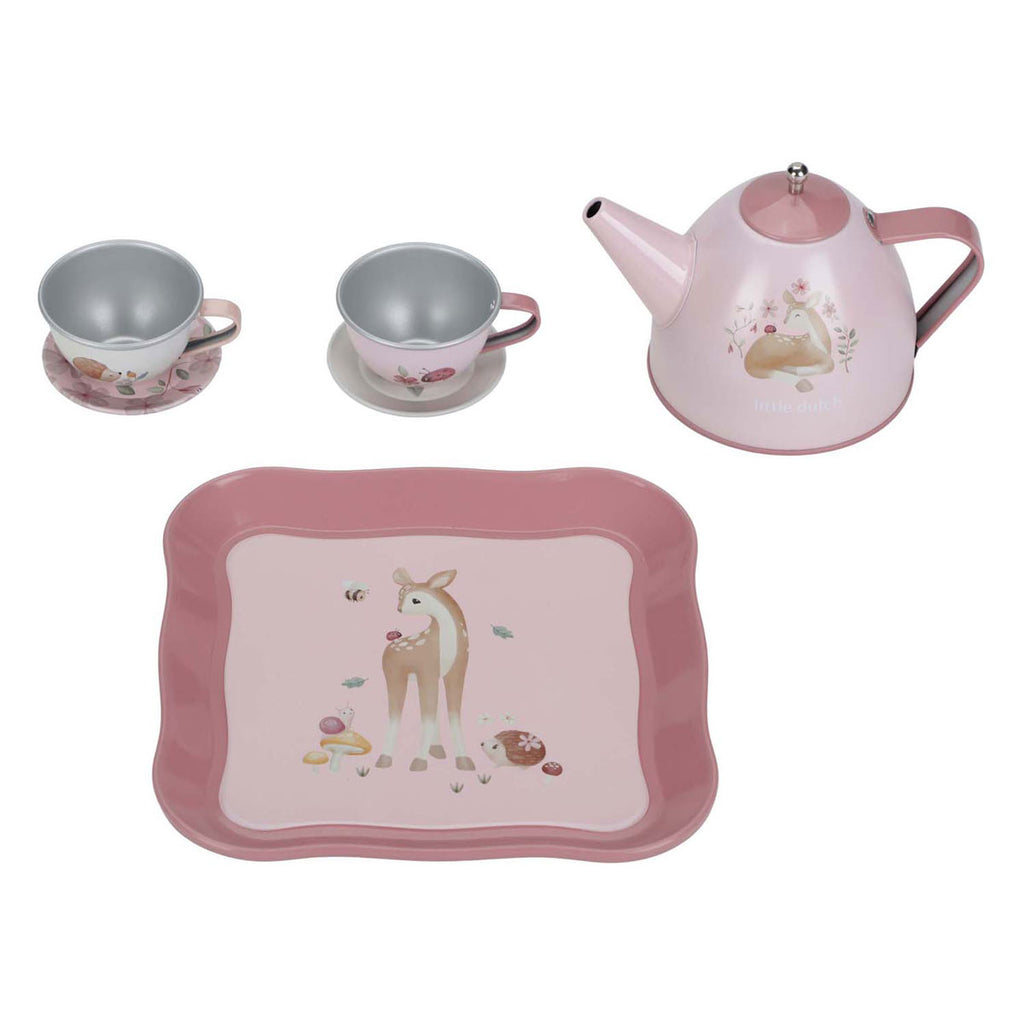 Little dutch fairy garden tinnen theeservies in koffer