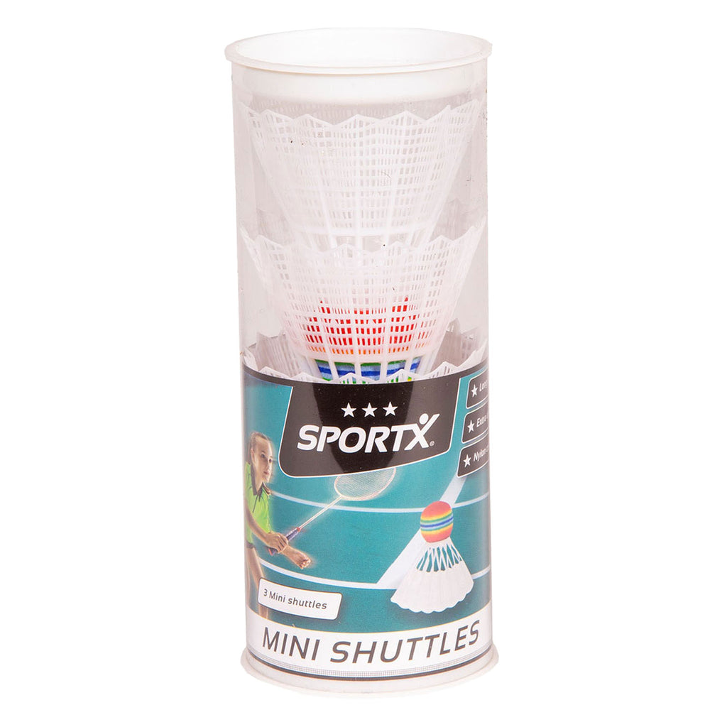 Sportx Mini-Badminton-Federbälle im Rohr, 3 Stück.