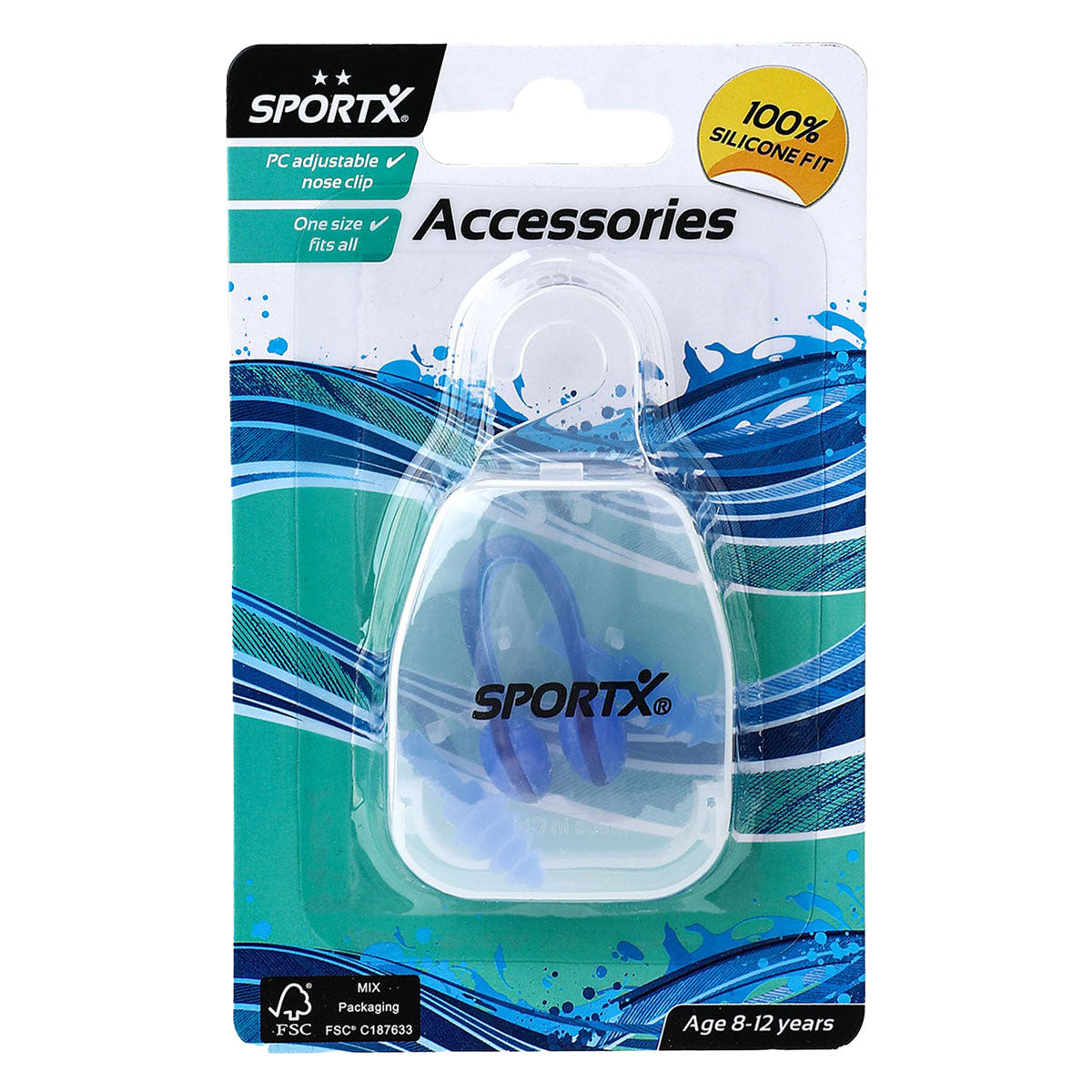 SportX Junior Nasenklammer und Ohrstöpsel, 2 Sterne, blau