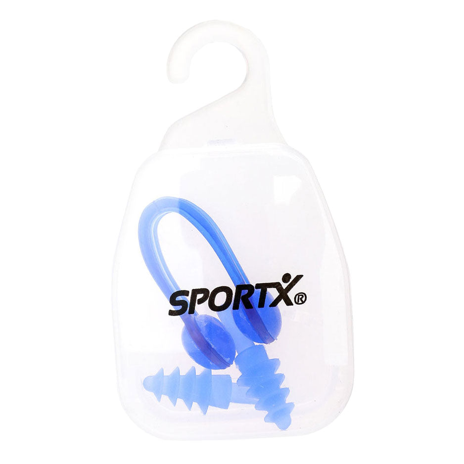 SportX Junior Nasenklammer und Ohrstöpsel, 2 Sterne, blau