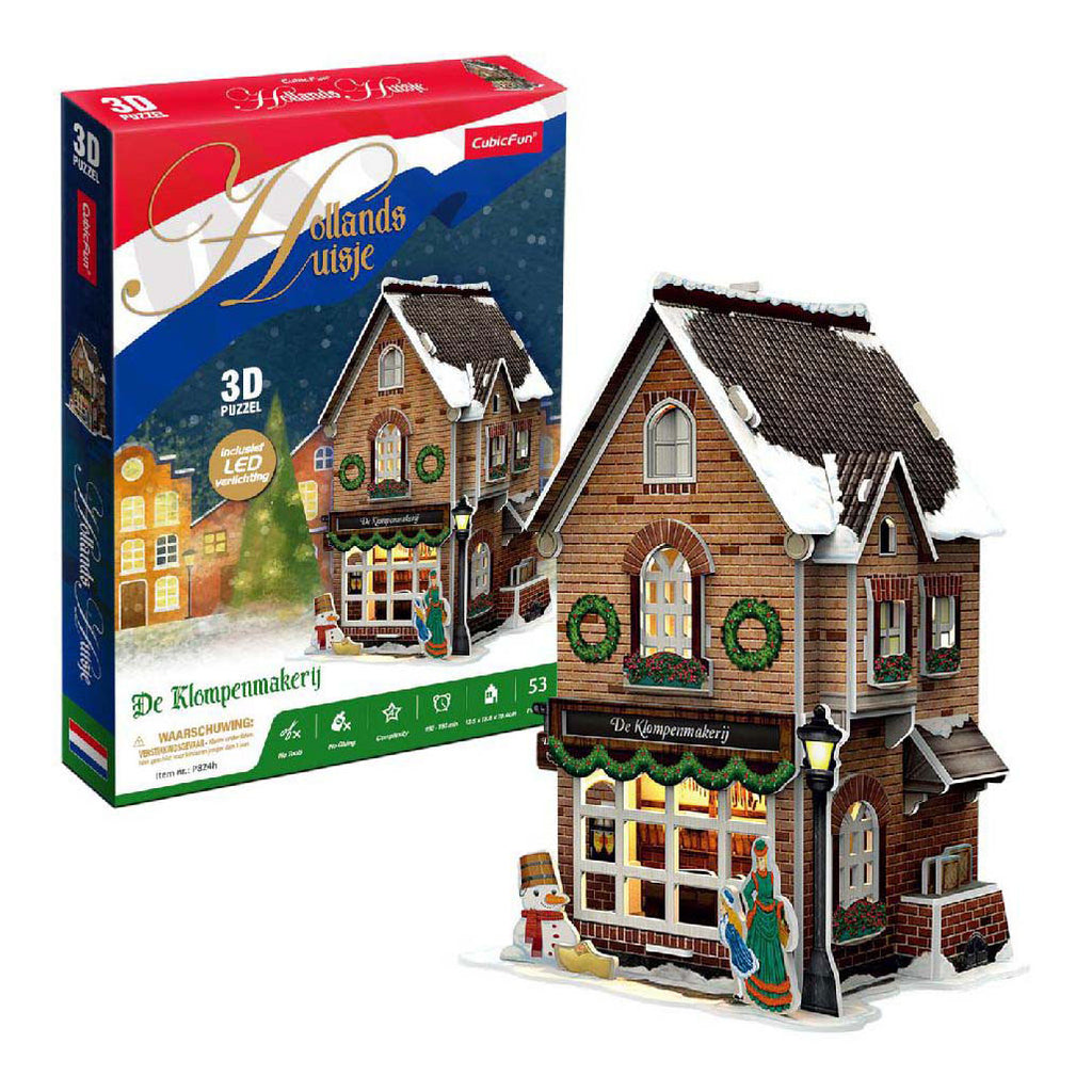 Cubic fun 3d puzzel klompenmakerij met led verlichting