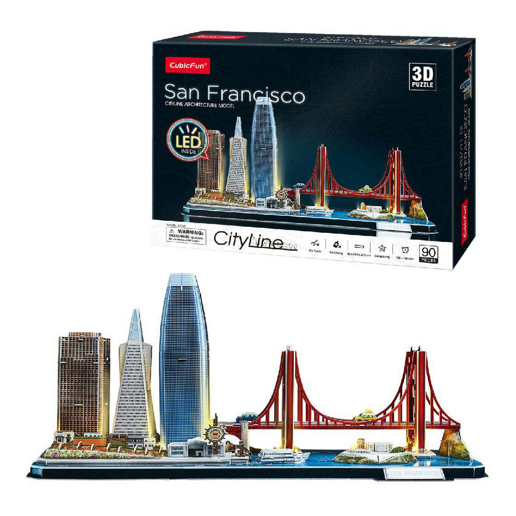 Cubic fun 3d puzzel city line san francisco met led verlichting