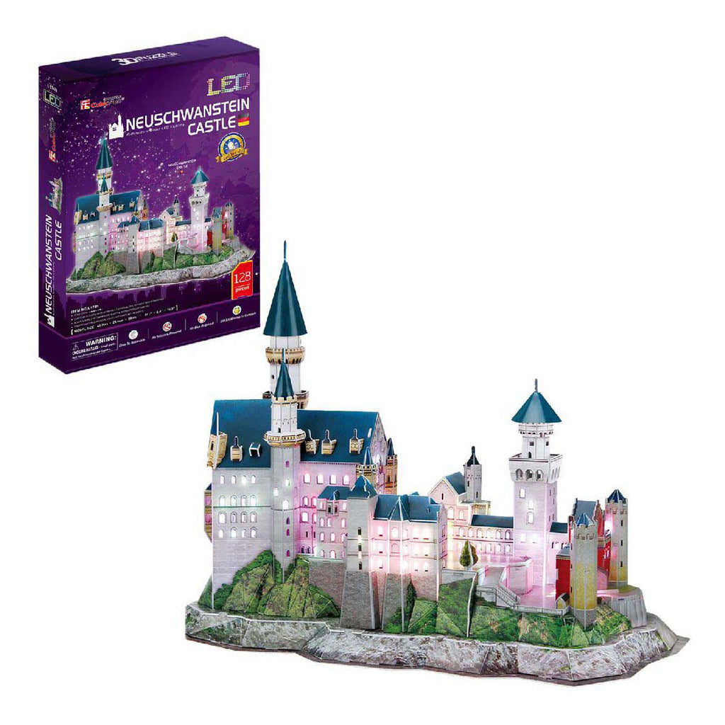 Cubic fun 3d-puzzel neuschwanstein castle - met led-verlichting - 128 stukjes