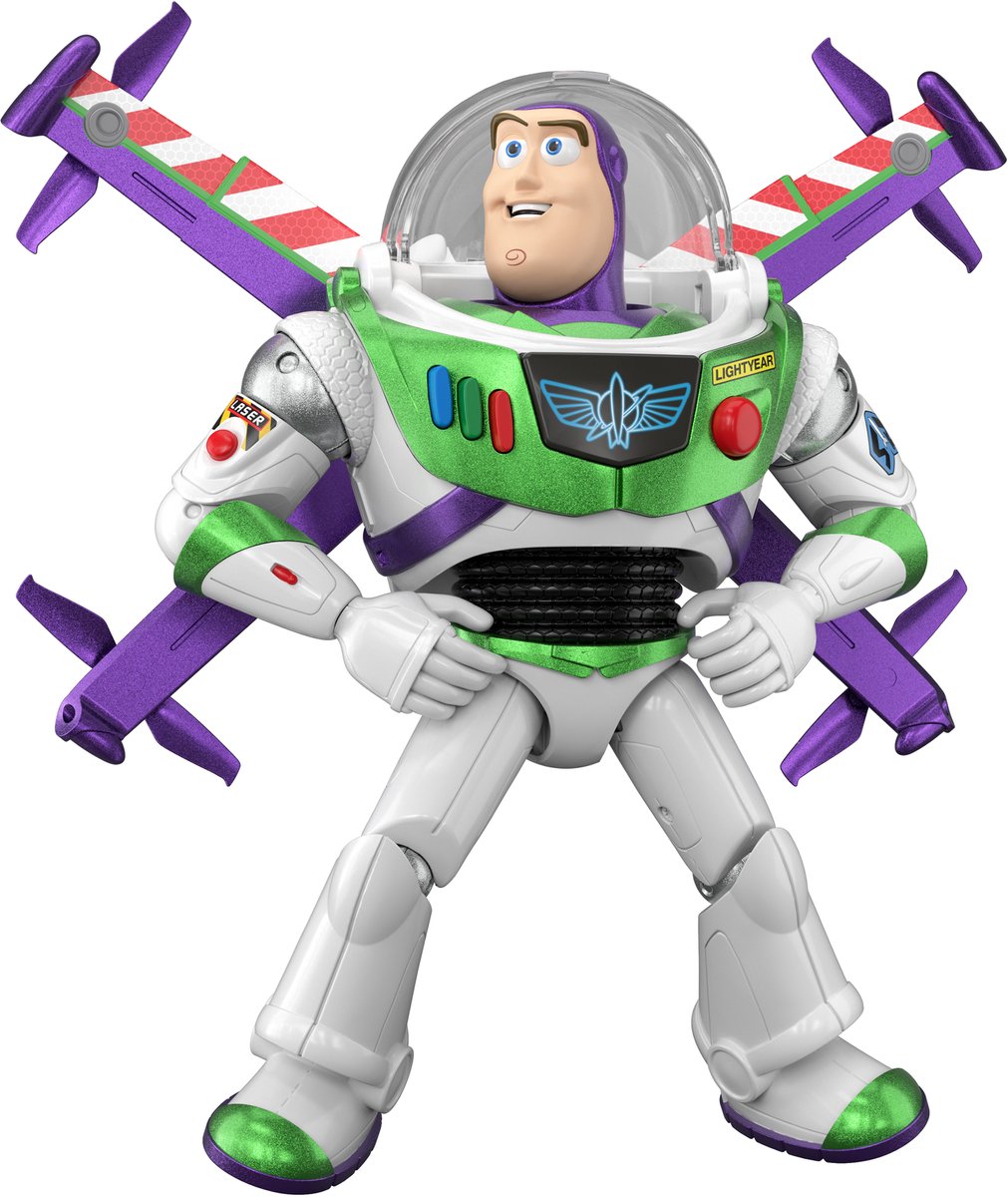 Mattel disney en pixar toy story vliegstand hi-tech editie - buzz lightyear op een schaal van 30 cm en 35+ geluiden - nederlands