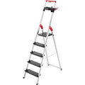 Hailo trapladder l100, en 131, met multifunctionele schaal en steunbeugel, tot 150 kg, 5 treden