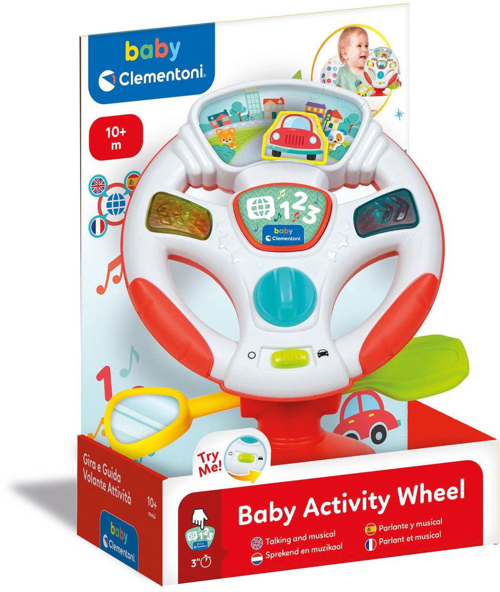 Clementoni baby - activity wheel - speelgoed stuur met activiteiten - met geluid en lampjes - vanaf 10 maanden