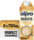 Alpro barista vanille – houdbaar - plantaardige melk - perfect voor koffie - lactosevrij - 8 x 750ml
