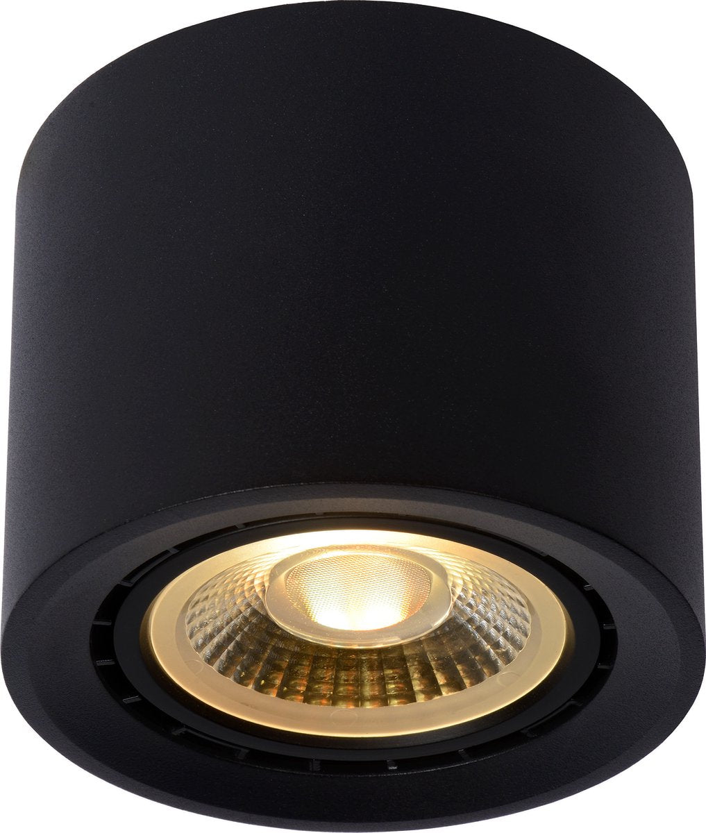 Lucide fedler - plafondspot (plafondlamp) - ø 12 cm - led dim to warm - gu10 (es111) - 1x12w 2200k 3000k - zwart