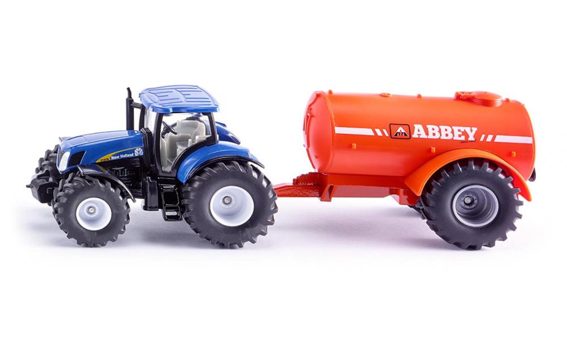 Siku 1945, new holland tractor met éénas-drijfvat, schaal 1:50, metaal kunststof,