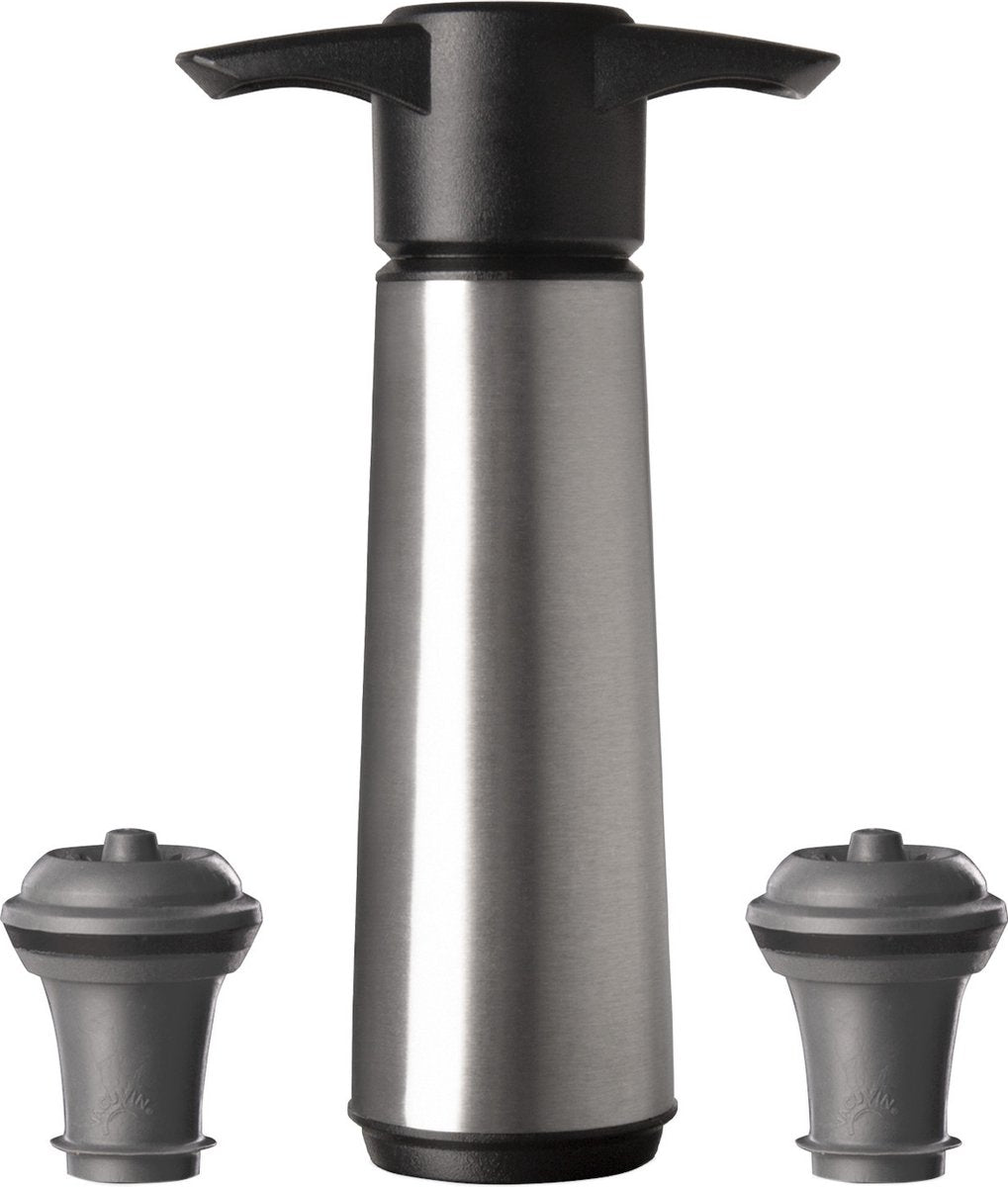 Vacuvin vacu vin wine saver rvs – vacuümpomp voor wijn – inclusief 2 wijnstoppers – houdt wijn langer vers
