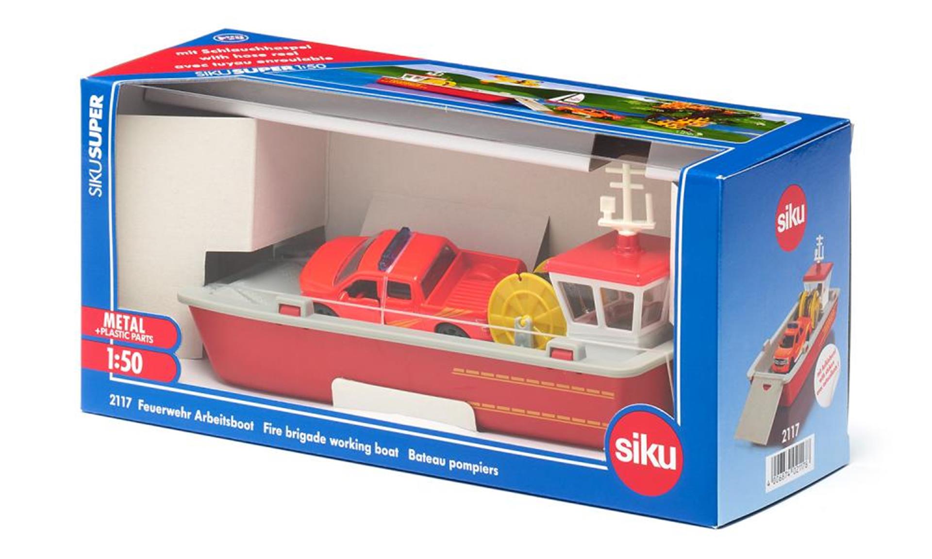 Siku 2117 brandweerboot + pick-up 25,2cm
