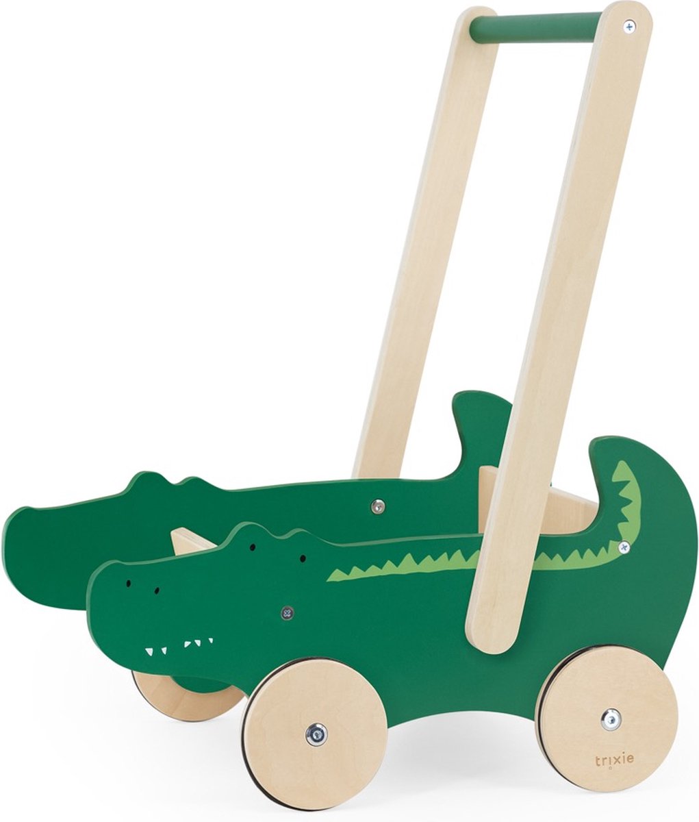 Trixie houten loopwagen - mr. crocodile - babywalker - kinder speelgoed - loopkar vanaf 1,5 jaar - voor jongens en meisjes - fsc