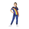K3 verkleedkleding - verkleedpak regenboog blauw 6 8 jaar - maat 134