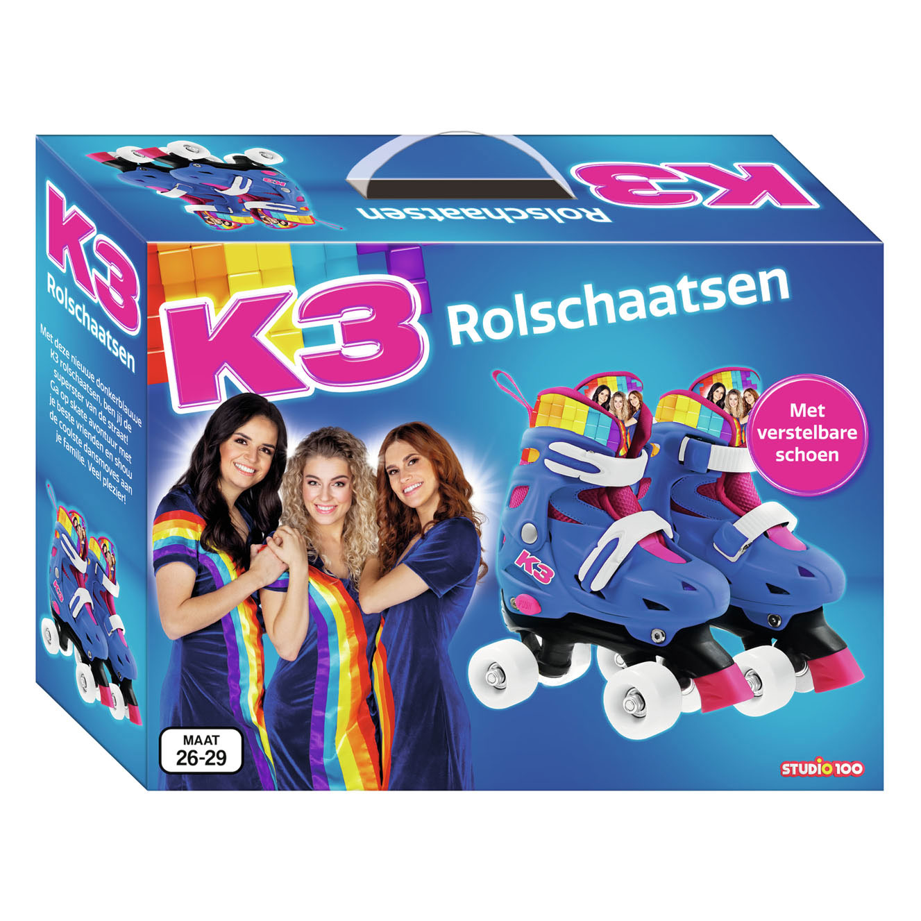 Studio 100 K3 Rollschuhe, Regenbogenfarben, Größe 26-29