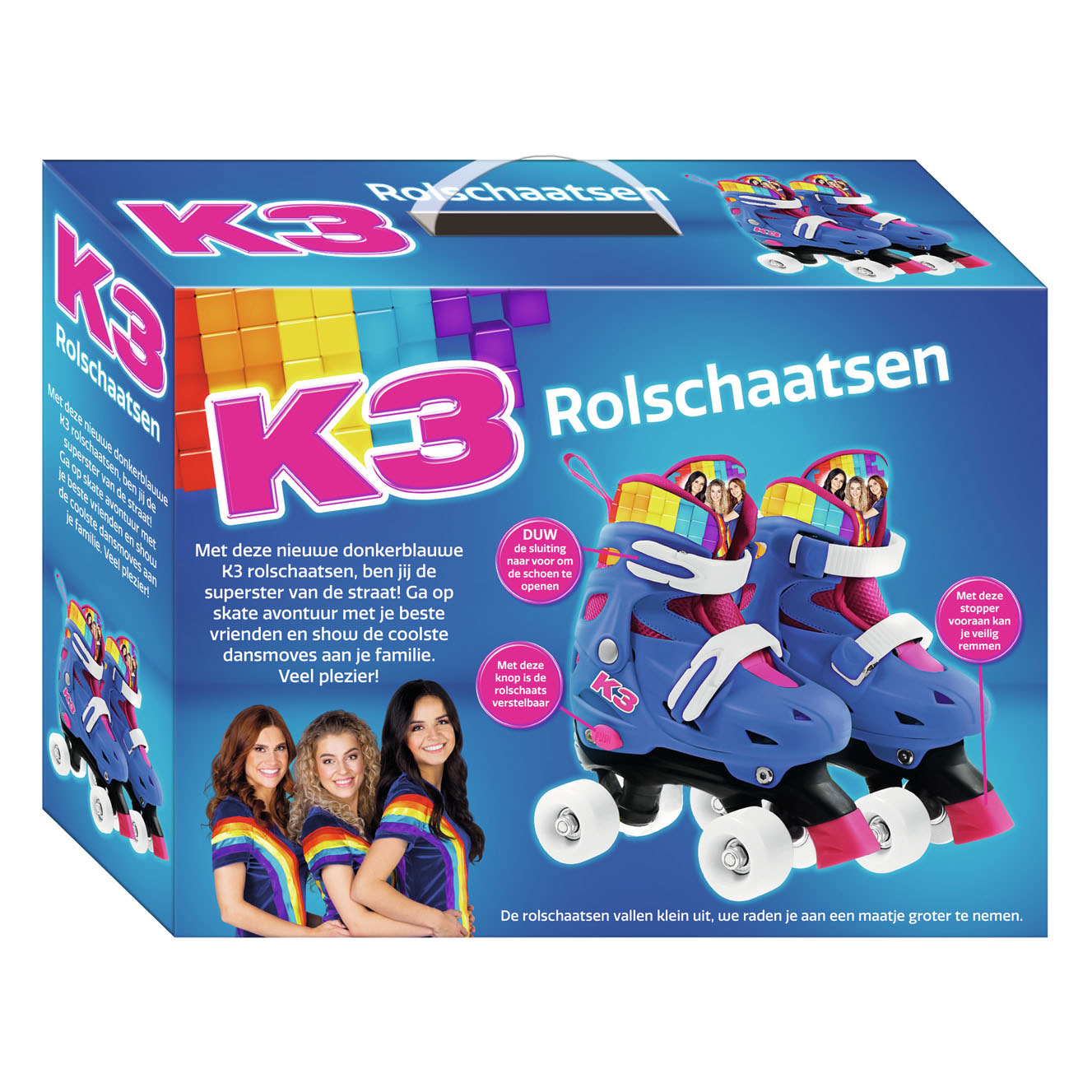 Studio 100 K3 Rollschuhe, Regenbogenfarben, Größe 34-37