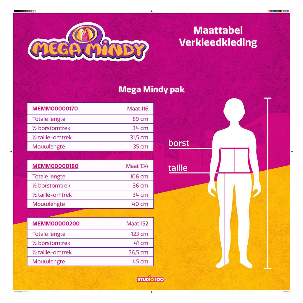 Studio 100 mega mindy verkleedpak zonder masker - 6-8 jaar