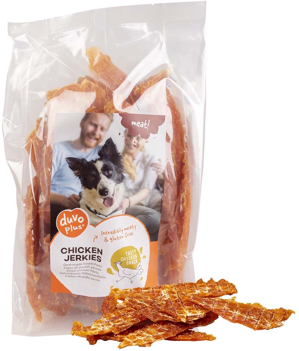 Duvo plus meat! snack kip jerkies voor honden 1kg