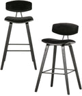 Woood senn barstoelen - fluweel - zwart - set van 2