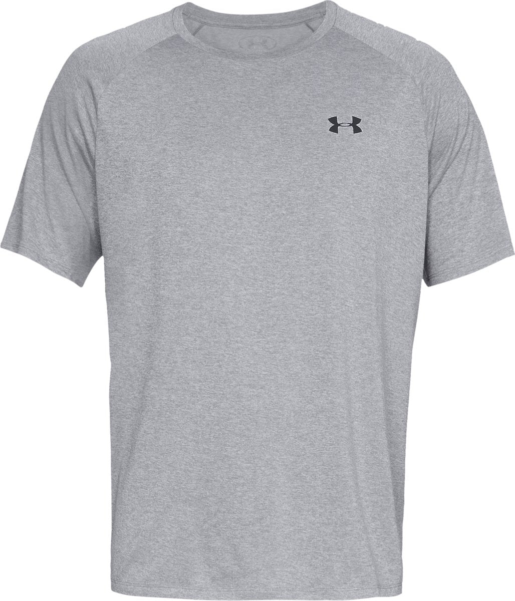 Under armour ua tech 2.0 ss tee-gry heren sportshirt - steel light heather - zwart xxl