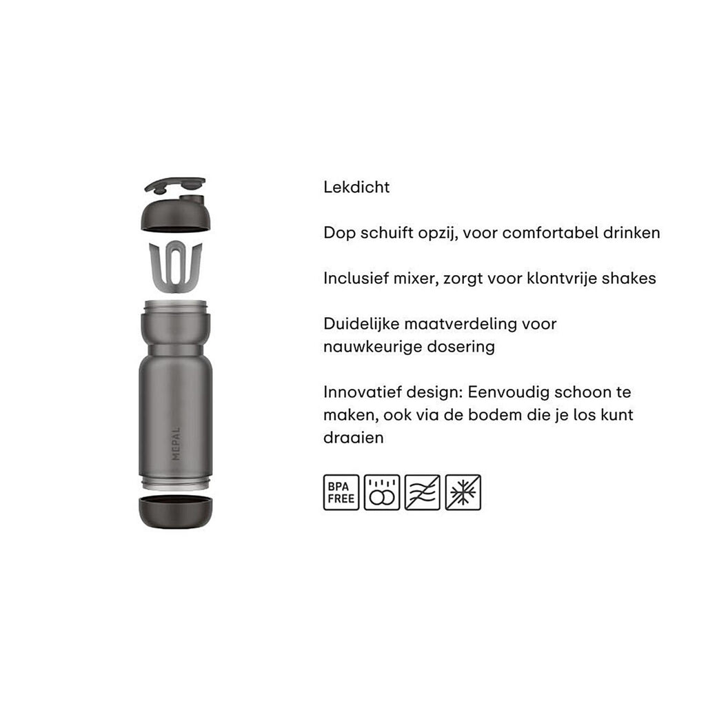 Mepal shakebeker 800ml graphite black