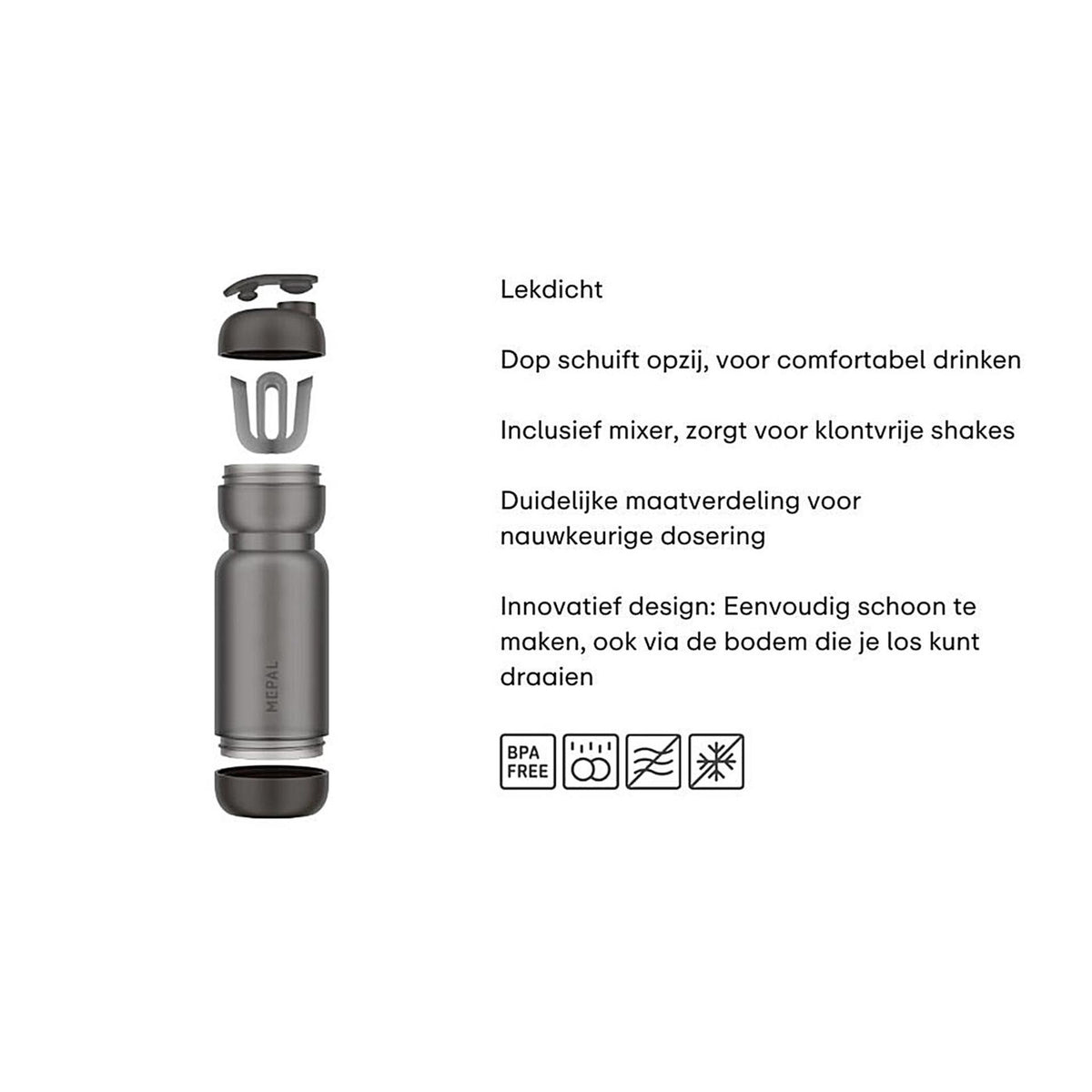 Mepal shakebeker sport 800ml - graphite black