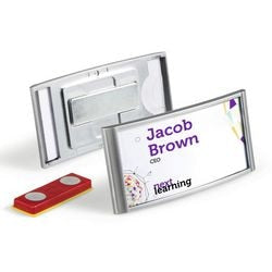 Durable badge classic magneet 30 x 65 mm zilvergrijs